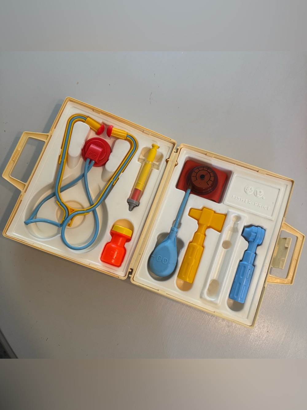 Vintage Fisher-Price Kids' Doctor Playset - Yellow, Blue, Red - MISSING PIECE